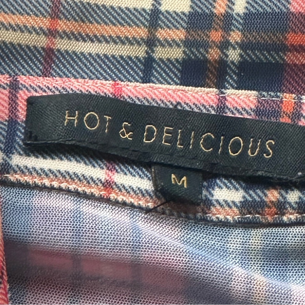 Hot & Delicious Womens Sheer Button-Up Plaid Size Medium - Picture 2 of 10